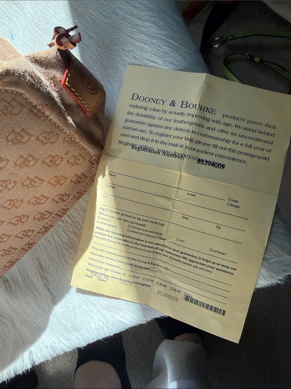 Dooney & Bourke Tan Monogram Drawstring Tote - Picture 4 of 10